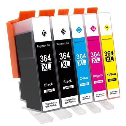 Compatible HP 364XL V2 Pack de 5 tintas - Reemplaza N9J74AE/N9J73AE