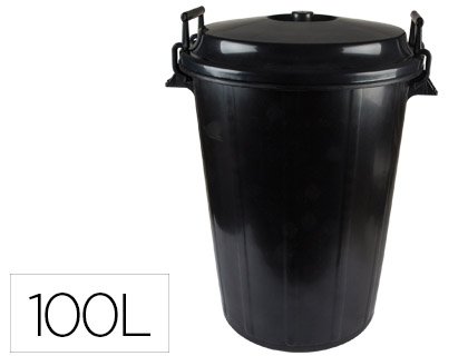 Balde de Lixo Preto c/ Tampa 100 Litros