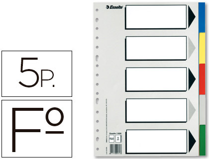 Separador  de Plastico Conjunto de 5 Separadores Folio c/ 5 Cores Multiperfurado