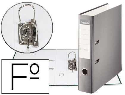 Aquivador de Alavanca  Carton Forrado PVC Folio Lomo de 75mm c/ Rado Cinza