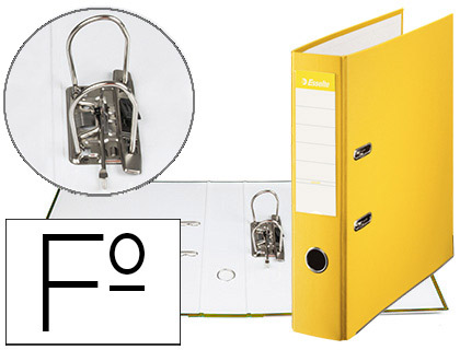 Aquivador de Alavanca  Carton Forrado PVC Folio Lomo de 75mm c/ Rado Amarelo