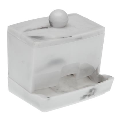 Organizador Cotonetes de Algodão Mármore poliestireno (6,5 x 9 x 9 cm)