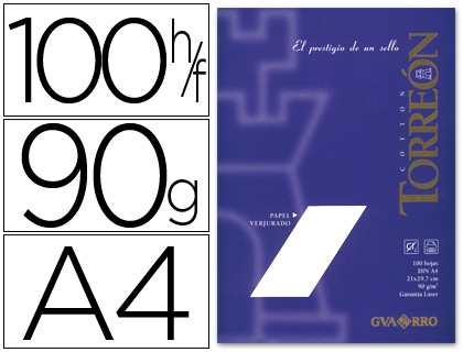 Papel Torreon  Din A4, 90 Gr/Mã¬, Embalagem 100 Folhas, Branco