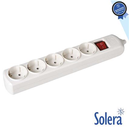 BLOCO 5 TOMADAS, COM T/T LATERAL 16A 250V. MATERIAL LH COR BRANCO. INTERRUPTOR LUMINOSO 