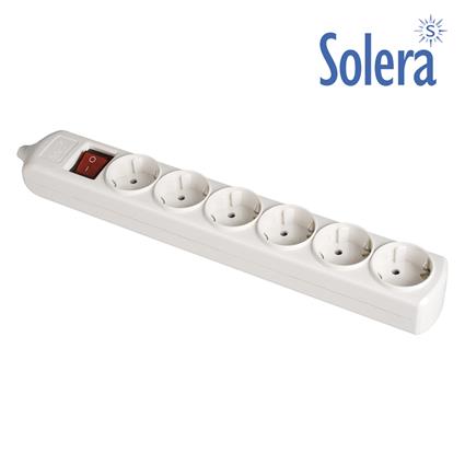 BLOCO 6 TOMADAS, COM T/T LATERAL 16A 250V. MATERIAL LH COR BRANCO. INTERRUPTOR LUMINOSO 