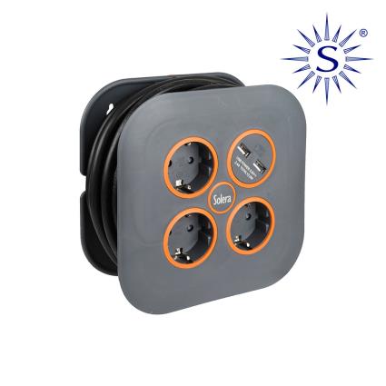 ENROLADOR DE CABO COM 3 BASES 2P+T E 2 USB 