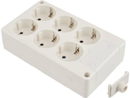 BLOCO 6 TOMADAS, COM T/T LATERAL 16A 250V. MATERIAL LH COR BRANCO 