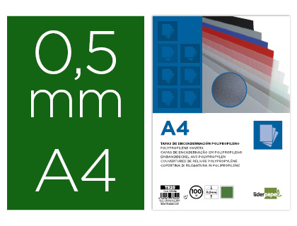 Tapa Encadernação Polipropileno A4 0.5mm Verde Opaco (100 Unidades)