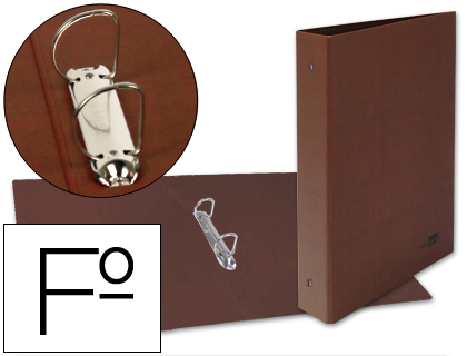 Pasta de Aneis Cartão Forrado Couro Folio Natural, Lombada 55, 2 Aneis