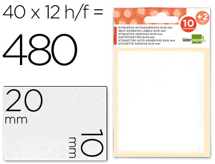 Etiquetas Adesivas 10 + 2 Folhas, 10X20 mm, 420 Etiquetas