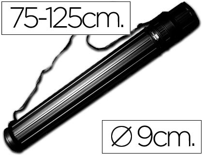 Tubo Porta Desenho Extensível de 75cm até 125cm Preto
