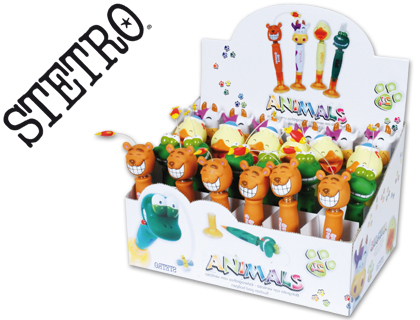 Expositor de Canetas Fasia c/ Animais c/ Ventosa - 24 Unidades