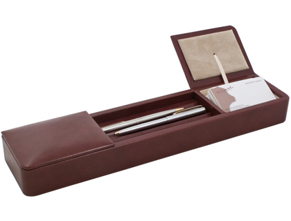 Organizador de Secretaria Artesania em Madeira e Forrado em Polipele 38,5X8,5X4,6cm