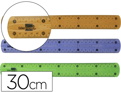Regua Plastico Flexivel de 30 cm Cores Sortidas