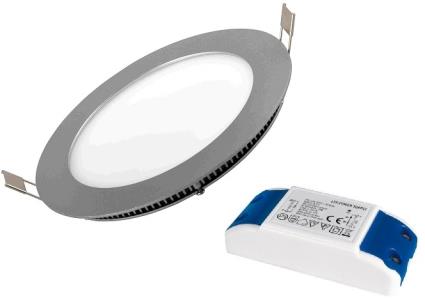 Painel de LED Redondo (Aço Escovado) Ø22,5cm 18W 3000K 1600Lm
