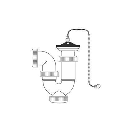 SIFÃO CURVO EXTENSIVEL 11/2 COM CORRENTE E TAMPA DE BORRACHA PLASTICO PVC