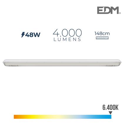 ARMADURA LED IP65 48W 4000 LUMENS 6.500K LUZ FRIA 