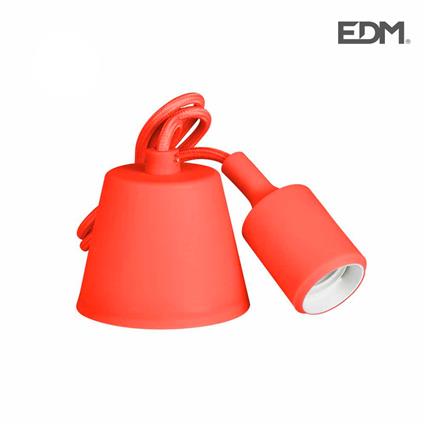 Suporte de Lampada E27 em Suspensão Silicone Vermelho (1 metro)