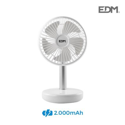VENTOINHA DE MESA RECARREGÁVEL  BRANCO 5W Ø ASPAS 17 cm 