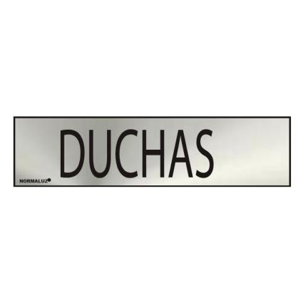 SINAL INFORMATIVO DUCHES (INOX ADESIVO 0.8MM) 5X20CM