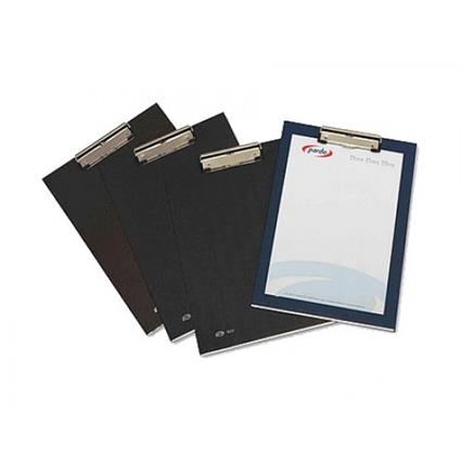 Porta Notas  Cartão Forrado PVC Folio c/ Miniclip Metalico Preto