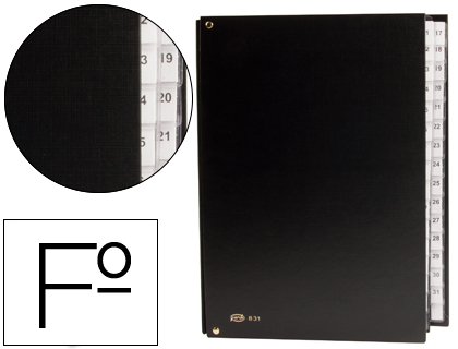 Pasta Classificadora  Cartão Compacto Folio 31 Departamentos Numericos Preto