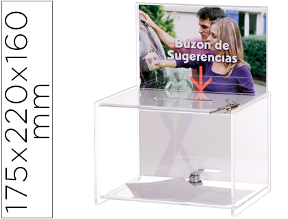 Caixa de Sugestões com Chave Poliestireno Transparente 175x220x160mm