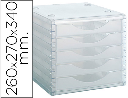 Bloco Classificador 5 Gavetas Cristal Translucido 260x270x340mm