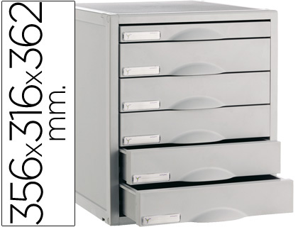 Bloco Classificador  de Secretaria 8206C 356X316X362 mm 6 Gavetas Cor Cinza