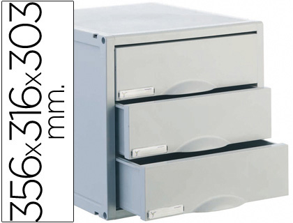 Bloco Classificador 3 Gavetas Plástico 356x316x303mm Cinza