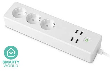 Extensão Tripla + 4 USB Inteligente Wi-Fi/Função Temporizador/Controlo Individual (1,75 mts) - 