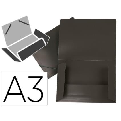 Pastas de elásticos A3 com lombada flexível e abas Cores: Preto