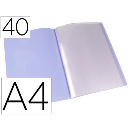 Capas catálogo A4 plásticas com micas Número de bolsas: 40 Cores: Lavanda