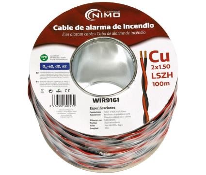 Bobine Cabo Trançado p/ Alarme de Incêndio em Cobre 2x 1,5mm² (100 mts) - 