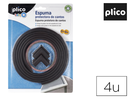 Espuma Protetora de Cantos  Goma Nbr Castanho 2 Mt + 4 Protetores Esquinas 1 Unidade