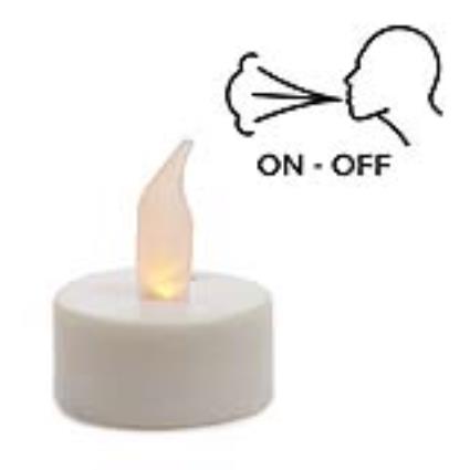 VELA LED PILHAS 3,7CM FUNCAO SOPRO ON-OFF