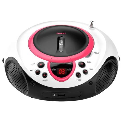 Rádio Portátil  SCD 38 c/ Leitor de CDs e USB (Rosa) - 