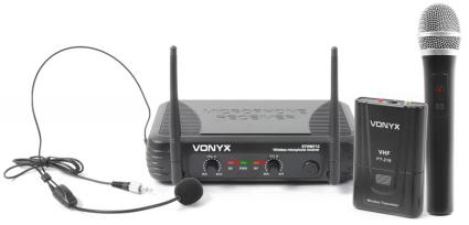 Central 2 Microfones VHF 2 Canais s/ Fios (Mão e Cabeça) STWM712C - 
