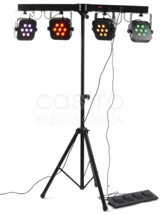 Barra LEDs Portátil c/ 4 Projectores Quad LED 7x 10W RGBW DMX - 
