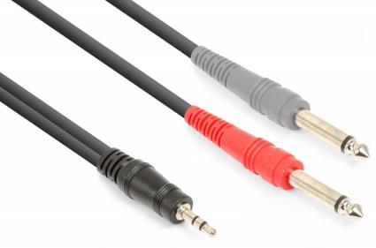 Cabo Jack 3,5mm Macho Stéreo - 2x Jack 6,35mm Macho Mono (1,5 mts) - 