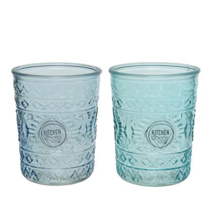 VASO DE VIDRO COM RELEVO  DIA8.3X10.3CM 350ML