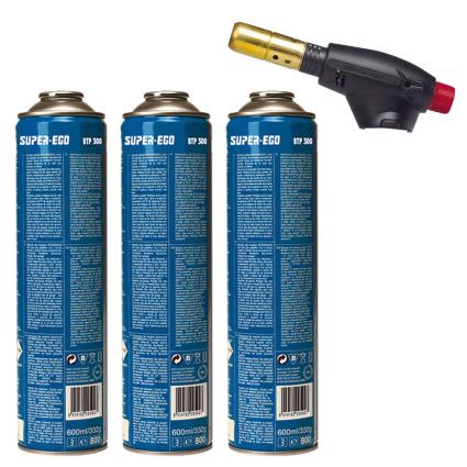 Conjunto Maçarico + 3 Cartuchos  Multigás 300
