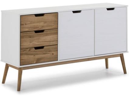 Aparador  Java (140 x 40 x 80 cm - Pinho Maciço - Branco)
