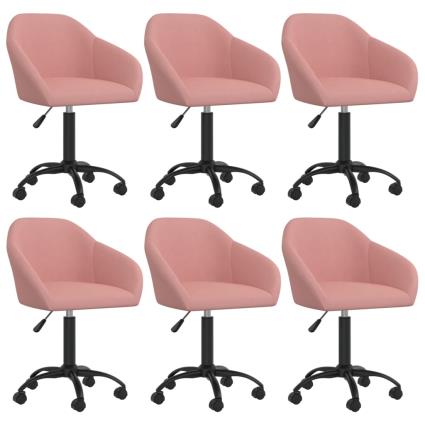 Cadeiras de jantar giratórias 6 pcs veludo rosa