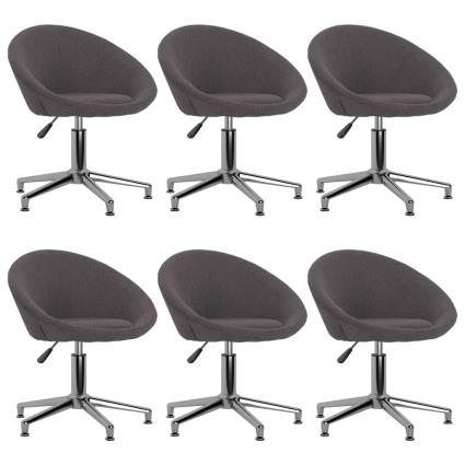 Cadeiras de jantar giratórias 6 pcs tecido cinzento-acastanhado