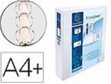 Pasta  Canguro 4 Argolas 50 mm Din A4+ Cartão Forrado Polipropileno Personalizavel 3 Bolsos Branca