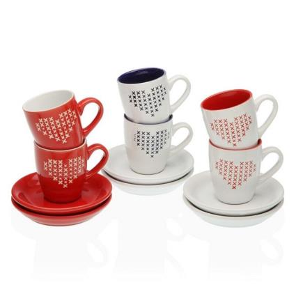 Conjunto de Chávenas com Pratos Jada Café Grés (6 pcs)