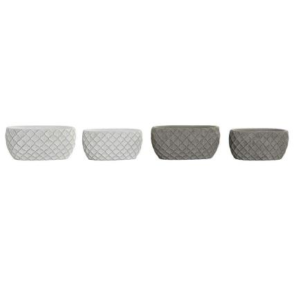 Conjunto de Vasos DKD Home Decor Cinzento Cimento Branco (21 x 12 x 10 cm) (2 pcs) (24 x 14 x 11 cm)