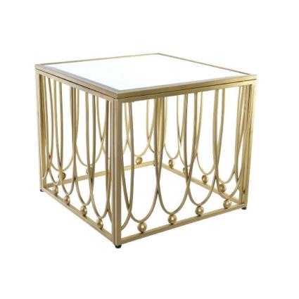 Mesa de apoio DKD Home Decor Espelho Dourado Metal Madeira MDF (57 x 57 x 52 cm)