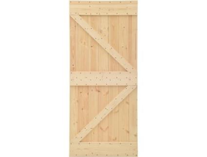 Porta de Correr com Ferragens  Castanho (Madeira - 90x210 cm)